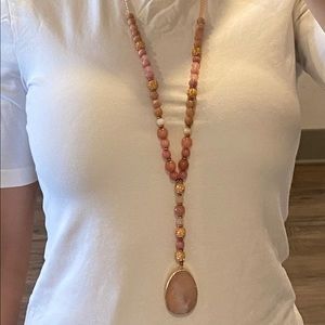Multi-wear Layered Long Beaded Statement Necklace, Pink